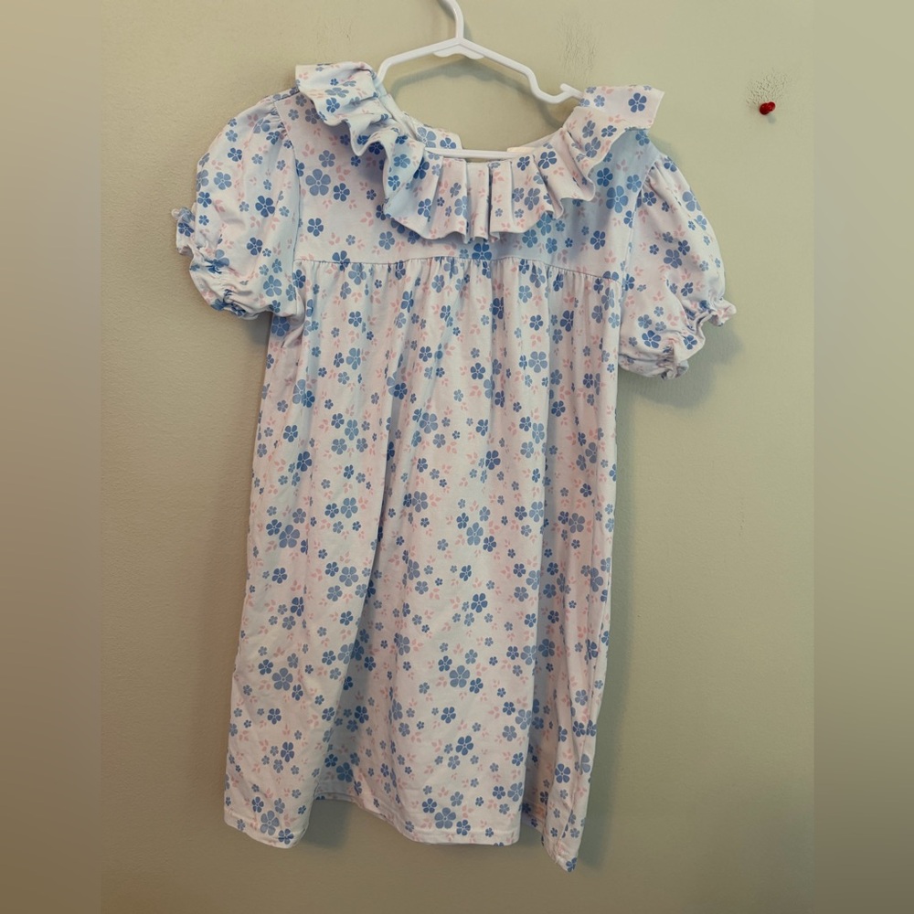 Cecil and Lou Blue Floral Ruffle Collar Dress